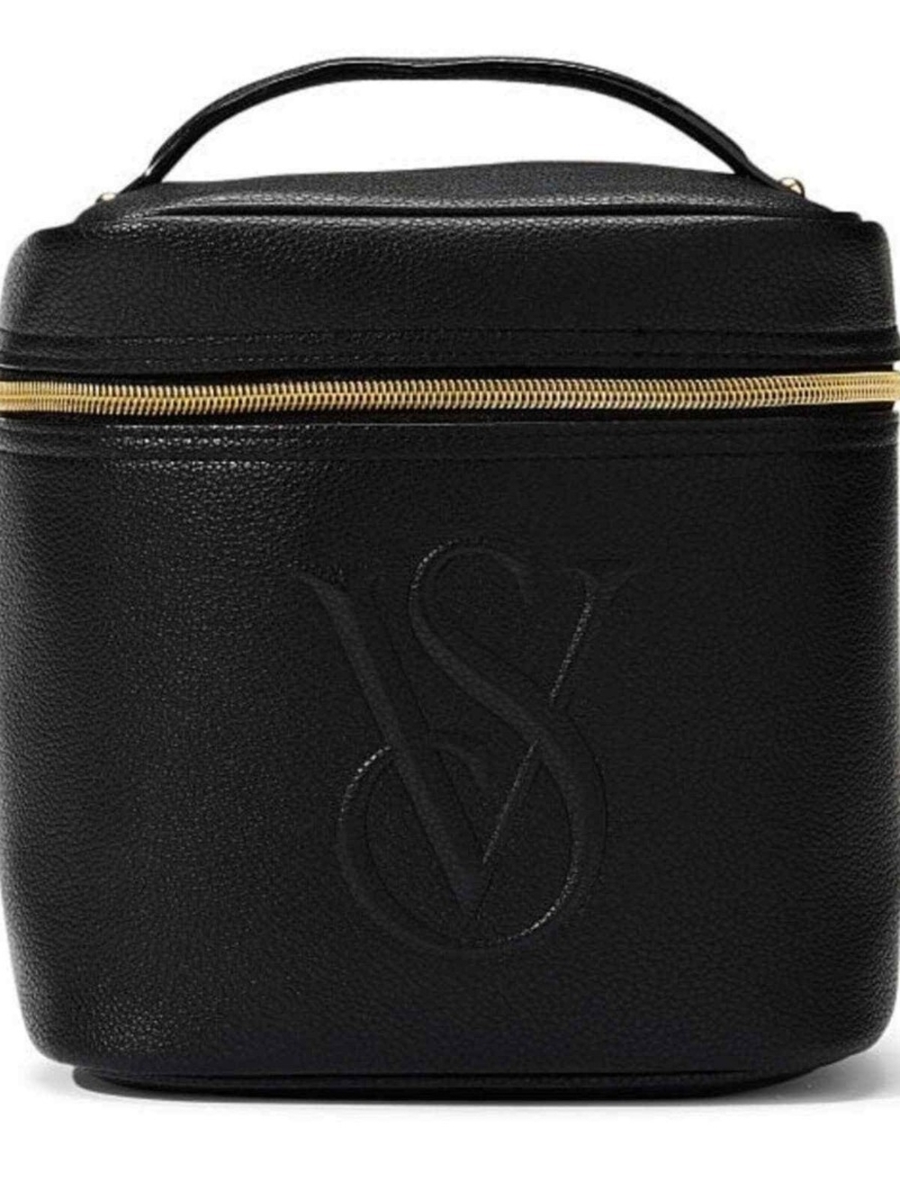 Victoria's Secret Black Cosmetic Train Case with Gold Zipper